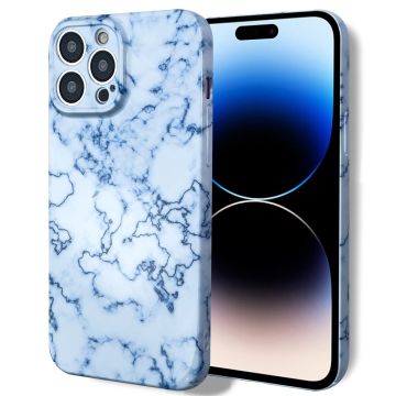 Marble iPhone 14 Pro Etui - Klinkekule Blå