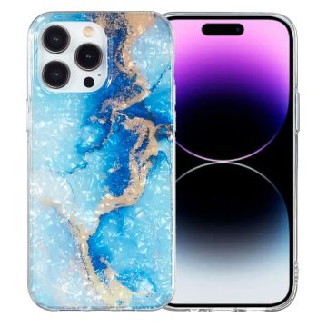 Marble iPhone 14 Pro Etui - Blue Gull Klinkekule