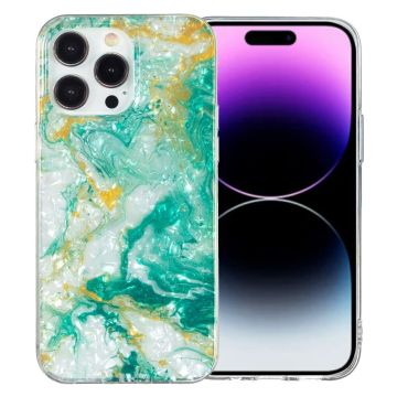 Marble iPhone 14 Pro Etui - Grønn Klinkekule