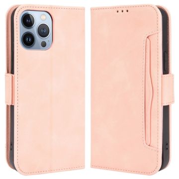 Lommebok-etui i moderne skinn-design iPhone 14 Pro - Rosa