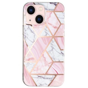 Marble iPhone 15 Etui - White Rubble / Rosa