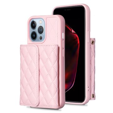 Funksjonelt rombe lommebokdeksel for iPhone 13 Pro - Rosa