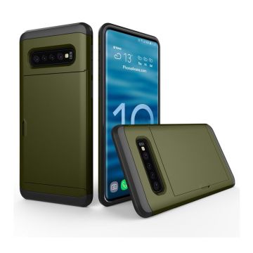 Samsung Galaxy s10 Hybrid Etui Og Kortholder - Militærgrønn