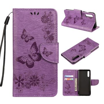 Samsung Galaxy A50 forlaget butterfly læretui - Purple