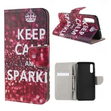 Wonderland Samsung Galaxy A50 flip veske - Sitat Keep Calm and Sparkle