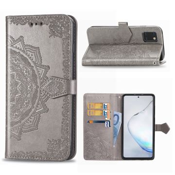 Mandala Samsung Galaxy Note 10 Lite etui i lær - Grå