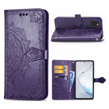 Mandala Samsung Galaxy Note 10 Lite etui i lær - Lilla