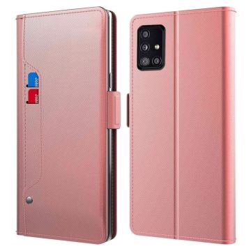 Phone Etui med Make-up Mirror og Slick Design til Samsung Galaxy A51 5G - Rose Gull