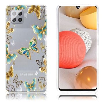 Deco Samsung Galaxy A42 5G Etui - Gull Sommerfugler