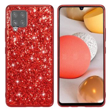 Glitter Samsung Galaxy A42 5G Etui - Rød