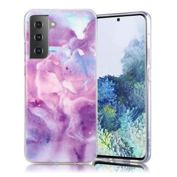 Marble Samsung Galaxy S21 Plus 5G Etui - Purple Starry Sky