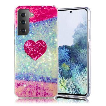 Marble Samsung Galaxy S21 Plus 5G Etui - Rose Hjerte