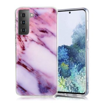 Marble Samsung Galaxy S21 Etui - Hvit / Lilla