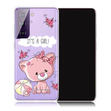 Deco Samsung Galaxy S21 Plus Etui - Rosa Katt