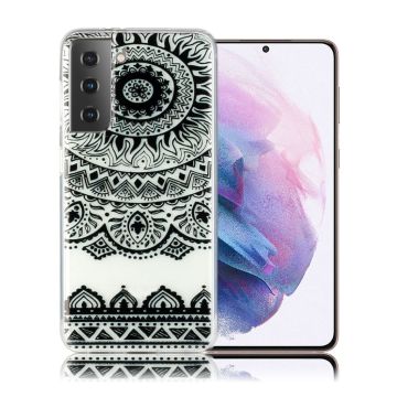 Deco Samsung Galaxy S21 Plus Hülle - Svart Mandala Blomst