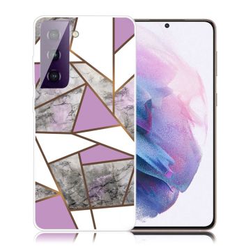 Marble Samsung Galaxy S21 Plus Etui - Lilla / Hvit / Grå Klinkekule