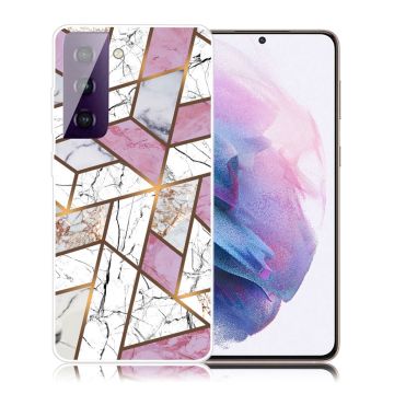 Marble Samsung Galaxy S21 Plus Etui - Rose / Hvit / Grå Klinkekule