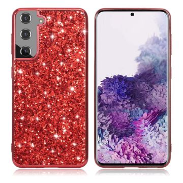 Glitter Samsung Galaxy S21 Plus Etui - Rød