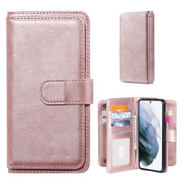 10-slot Lommebok Etui til Samsung Galaxy S21 Plus - Rose Gull