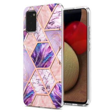 Marble Samsung Galaxy A02s Etui - Lyselilla