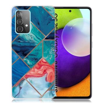 Marble Samsung Galaxy A52 5G Etui - Blue og Oransje Klinkekule