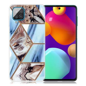 Marble Samsung Galaxy M62 / F62 Etui - Sky Blue og Brun Klinkekule