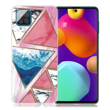 Marble Samsung Galaxy M62 / F62 Etui - Hvit / Blå / Rose Trekant