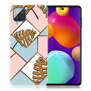 Marble Samsung Galaxy M62 / F62 Etui - Toon Leaves i Pink og Blue