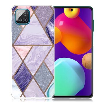 Marble Samsung Galaxy M62 / F62 Etui - Trekanter og Diamant Klinkekule