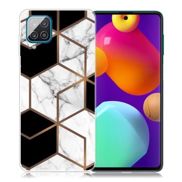 Marble Samsung Galaxy M62 / F62 Etui - Klinkekule Terning i Black og Hvit