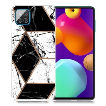 Marble Samsung Galaxy M62 / F62 Etui - Black og Hvit Klinkekule Form