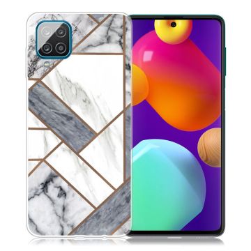 Marble Samsung Galaxy M62 / F62 Etui - Grå / Hvit Klinkekule Tile