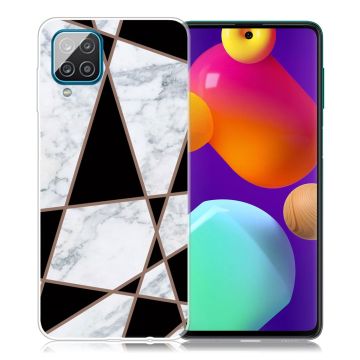 Marble Samsung Galaxy M62 / F62 Etui - Fragment Black og Hvit Klinkekule