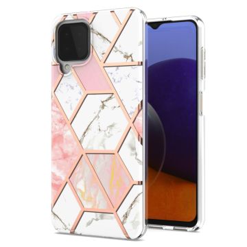 Marble Samsung Galaxy A22 4G / M32 Etui - Rosa / Hvit