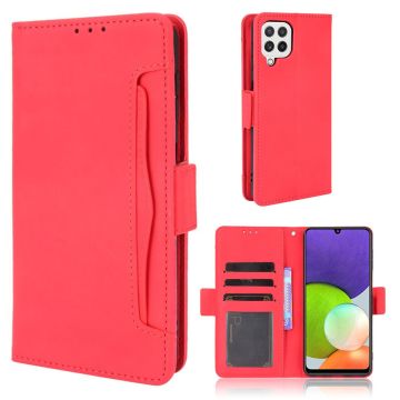 Lommebok-etui i moderne skinn-design Samsung Galaxy A22 4G - Rød