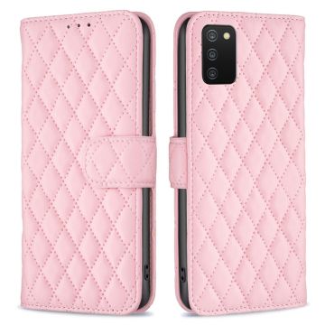 Rombemønster, matt flip-deksel for Samsung Galaxy A03s / Samsung Galaxy A02s (166mm) - Rosa