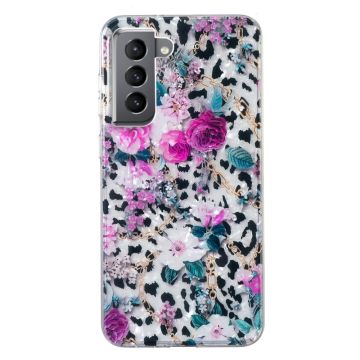 Marble Samsung Galaxy S21 Plus 5G Etui - Leopard og Blomst