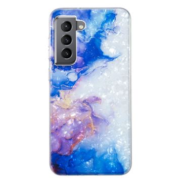 Marble Samsung Galaxy S21 Plus 5G Etui - Sky Blue Lilla Klinkekule