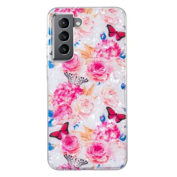 Marble Samsung Galaxy S21 Plus 5G Etui - Fargerik Sommerfugl