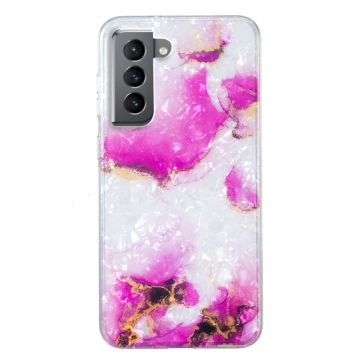 Marble Samsung Galaxy S21 Plus 5G Etui - Rød Klinkekule