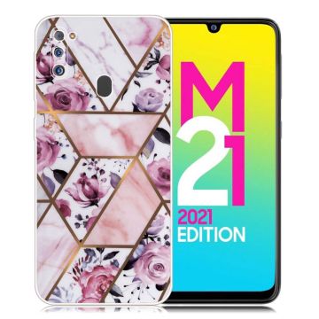 Marble Samsung Galaxy M21 2021 Etui - Elegant Roses Tile