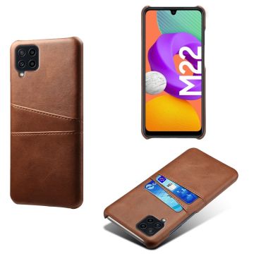 Dual Card Etui Samsung Galaxy M22 / M32 / F22 - Brun