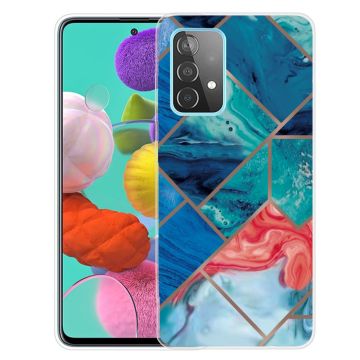 Marble Samsung Galaxy A13 4G Etui - Blå og Orange Tile