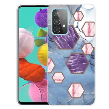 Marble Samsung Galaxy A13 4G Etui - Sekskant Fragmenter i Blå