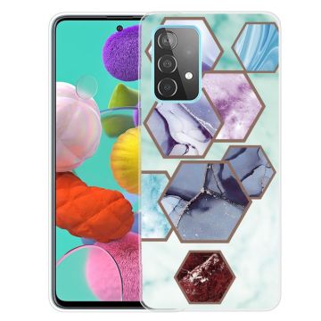 Marble Samsung Galaxy A13 4G Etui - Sekskant Fragmenter i Sky Blå