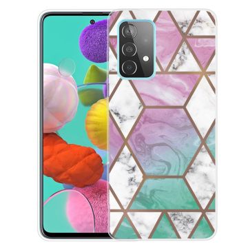 Marble Samsung Galaxy A13 4G Etui - Hvit Diamant i Fargerik Bakgrunn