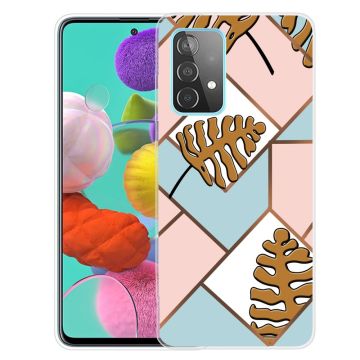 Marble Samsung Galaxy A13 4G Etui - Toon Leaves i Pink og Blå