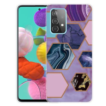 Marble Samsung Galaxy A13 4G Etui - Sekskanter i Lilla Bakgrunn