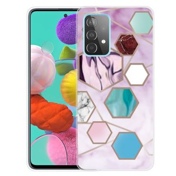 Marble Samsung Galaxy A13 4G Etui - Sekskant Fragmenter i Lilla