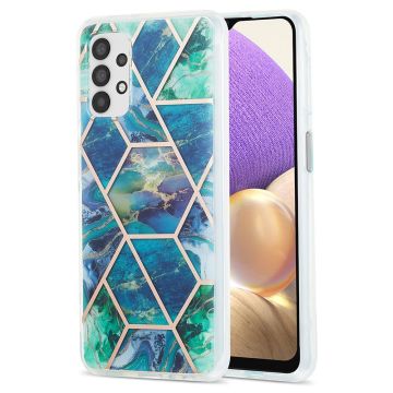 Marmordesign Samsung Galaxy A13 4G deksel - Blå / Grønn